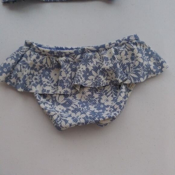 Janie and Jack Blue Floral Ruffle 2 Piece Swim Suit Size 12 - 18 M - Picture 3 of 11